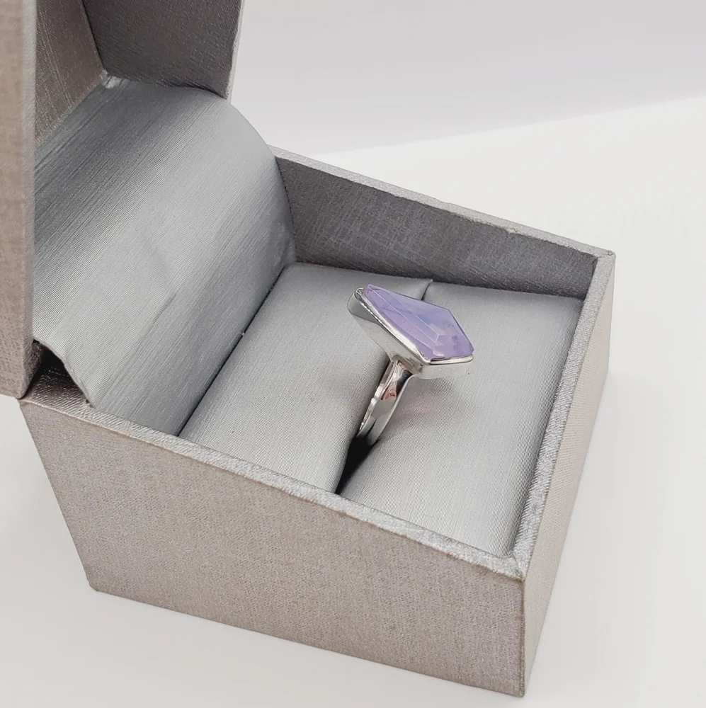 925 Sterling Silver Ring Faceted Lavender Glow Ring – Modern Witchy Minimalist